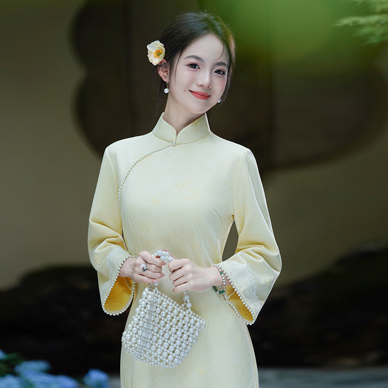 绝美新中式旗袍2025新款秋季日常可穿素雅上海妈妈国风改良连衣裙