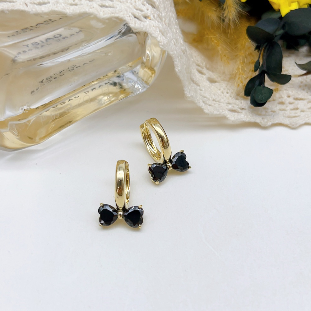 铜合金仿水晶耳饰 03099 好啊商店 黑蝴蝶结耳扣