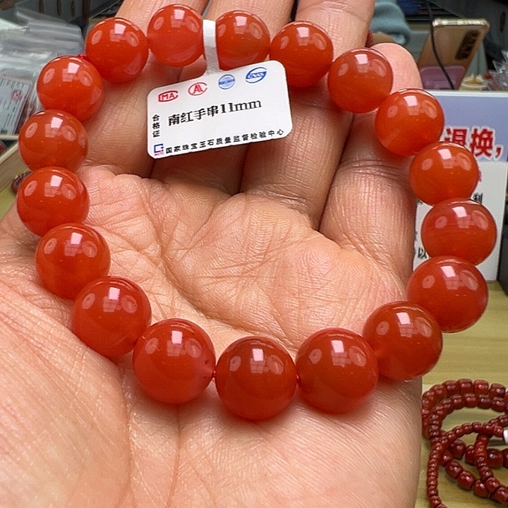 南红玛瑙手链未镶嵌南红手串11m m
