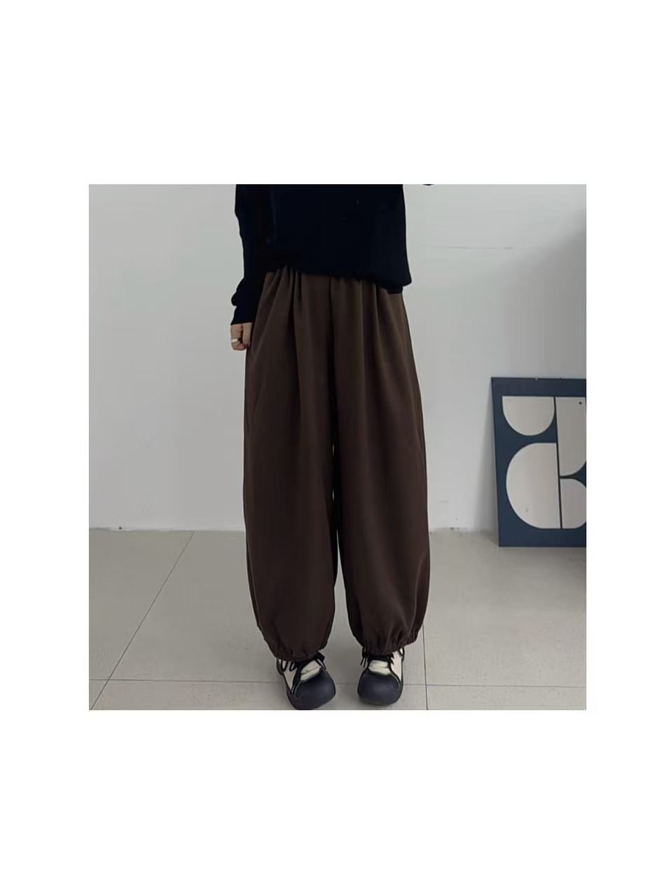 【灯笼】简约复古加绒松紧腰灯笼裤9898