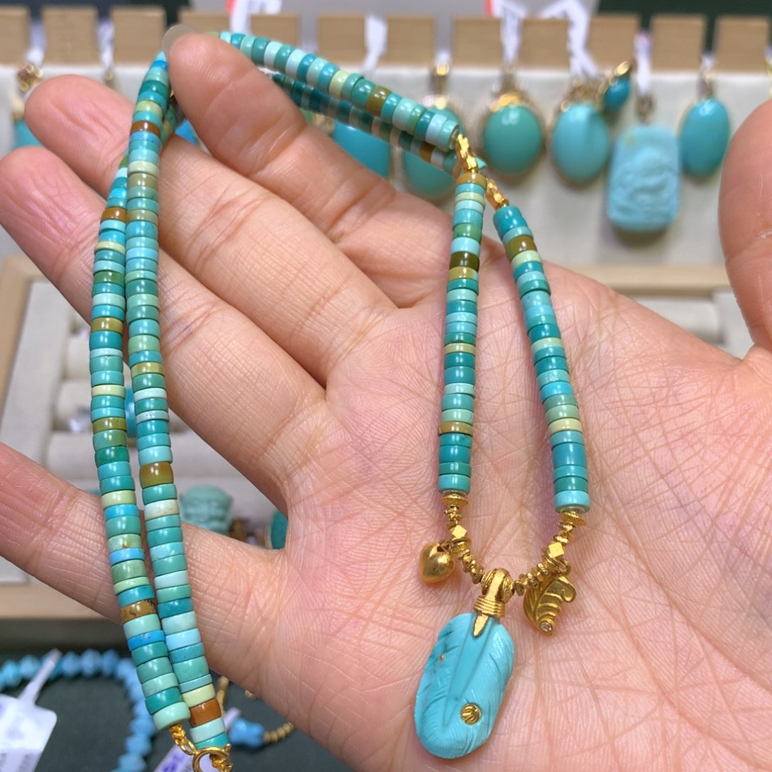 绿松石项链18K金镶嵌