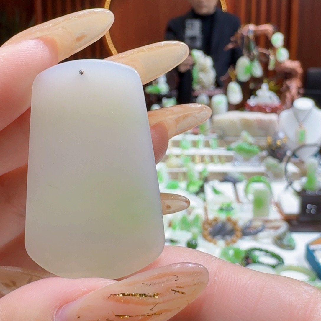 和田玉翠青平安牌未镶嵌