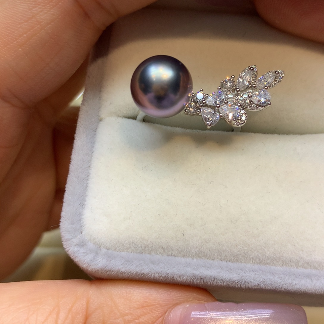 银S925镶嵌戒指海水珍珠