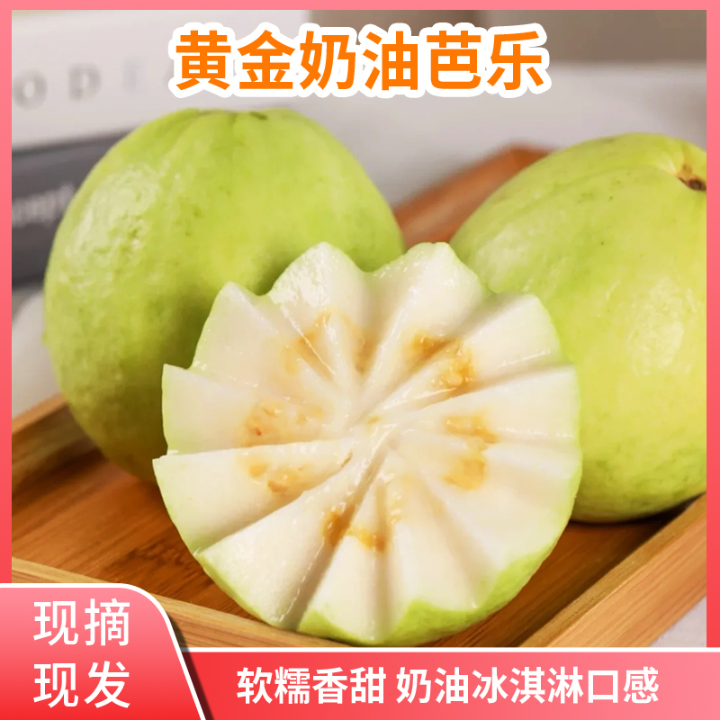 现摘新鲜广西软红心芭乐奶油芭乐番石榴白心芭乐果配酸梅粉