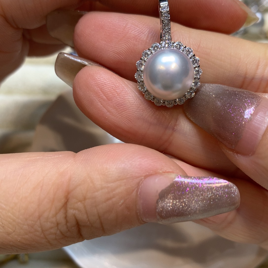 海水珍珠银S925镶嵌颈饰