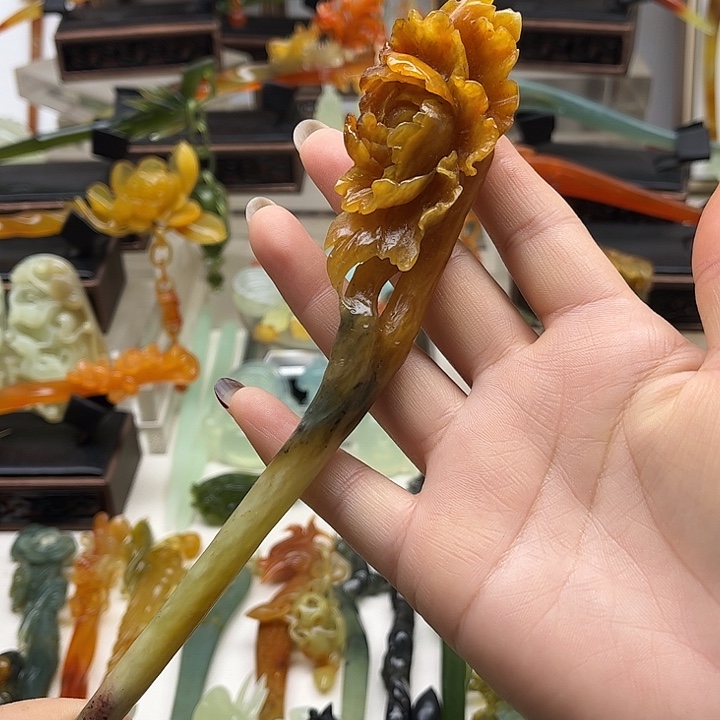 蛇纹石玉岫玉发簪未镶嵌