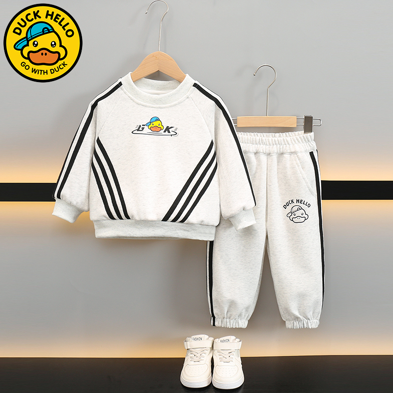 小黄鸭儿童春秋季卫衣套装2025新款男女宝中小童卫衣卫裤两件套潮
