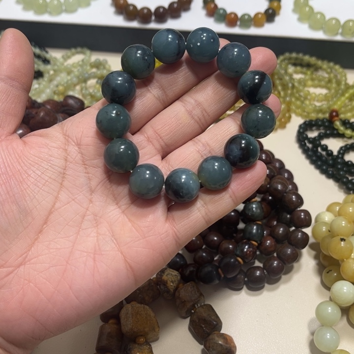 蛇纹石玉未镶嵌手链卡16