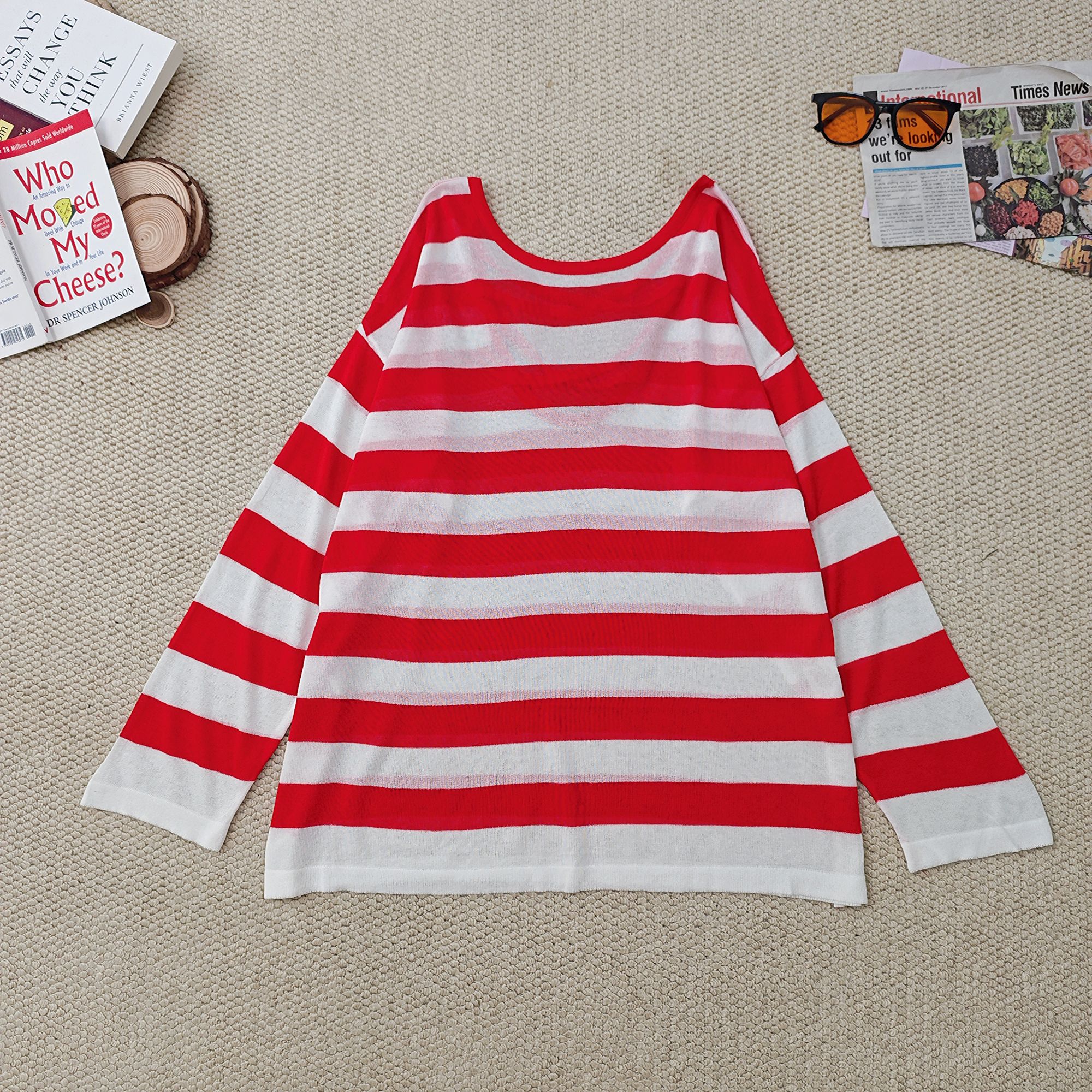 2025夏季新款时尚休闲露背条纹防晒针织长袖2941