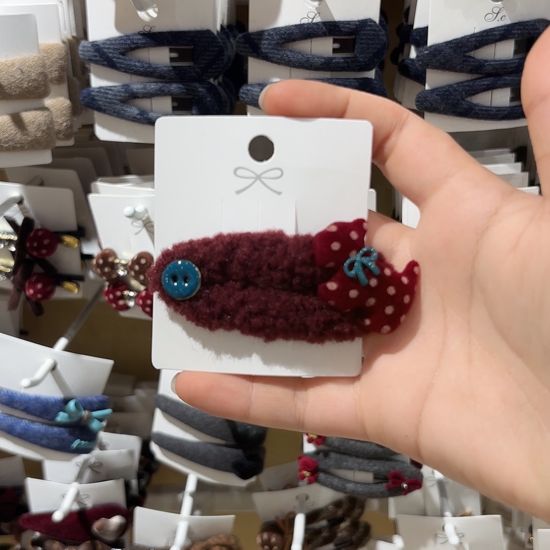 布艺非金属红色波点小狗拜拜夹