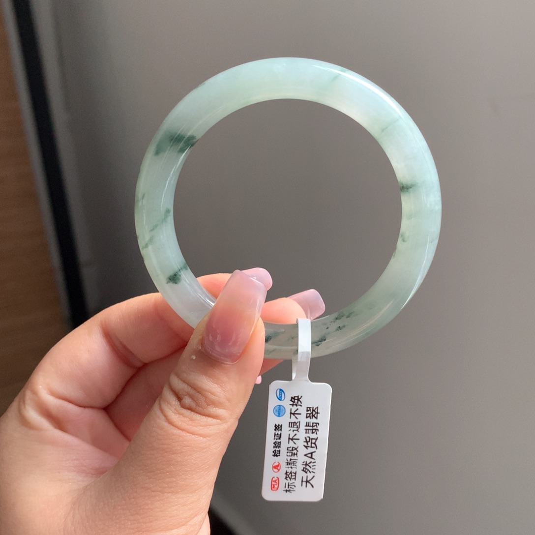 翡翠手镯未镶嵌2 54飘花圆条