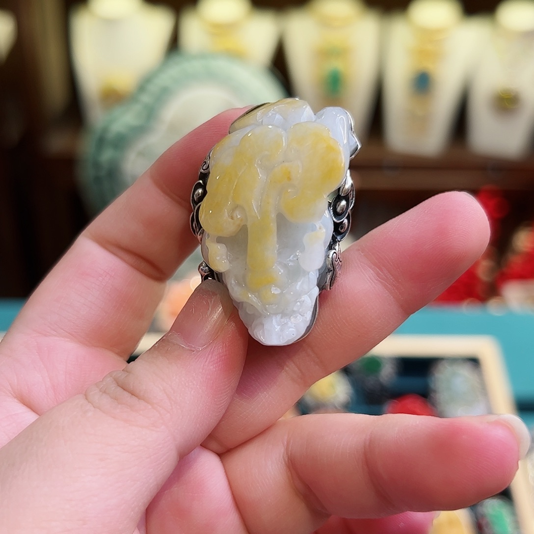 翡翠戒指/指环银S925镶嵌古风