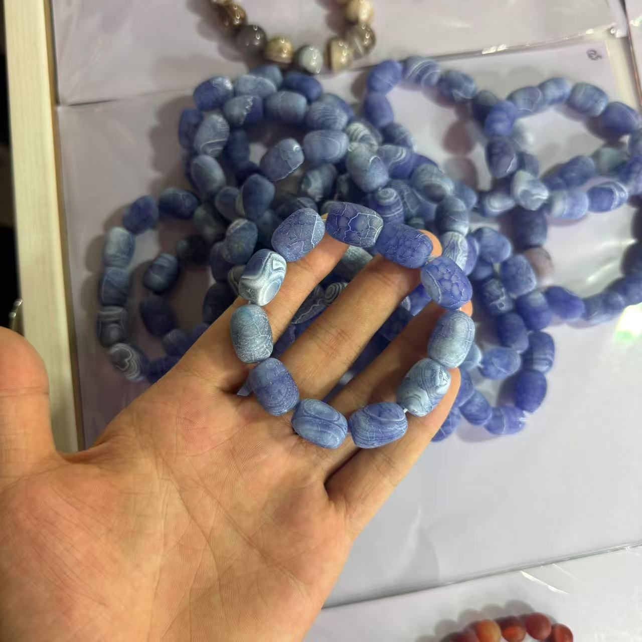 天然药霜蓝龙鳞玛瑙手串-t010-卡12-13mm-多样性发一