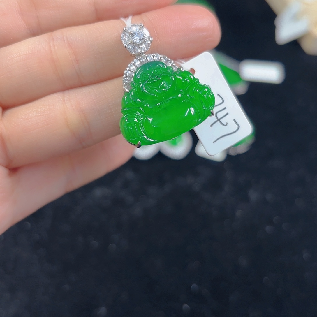 翡翠银S925镶嵌吊坠(不含链)