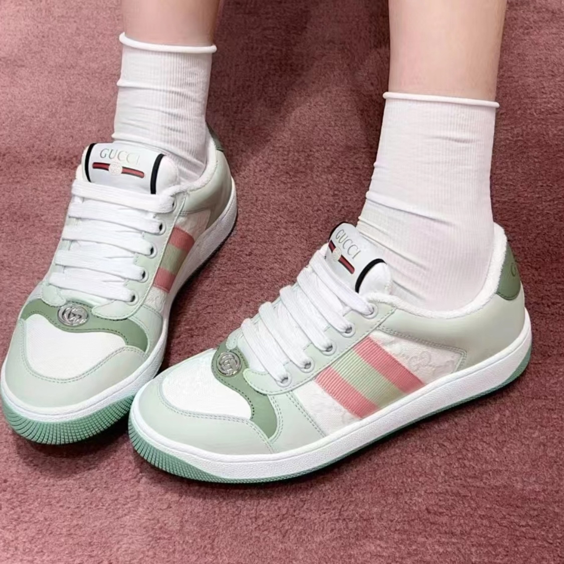 未使用 GUCCI/古驰 全新未使用Gucci脏脏鞋 白绿