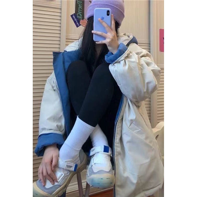 棉服女装夹棉连帽厚外套女秋冬两面穿棉衣女学生甜美洋气气质宽松