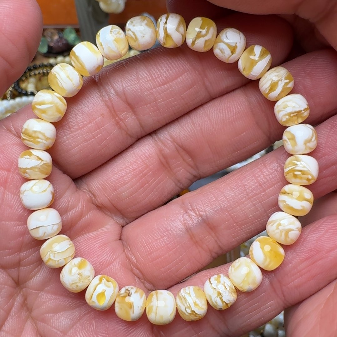 琥珀裸石未镶嵌蜜蜡手串尺寸7.5➕6.85克
