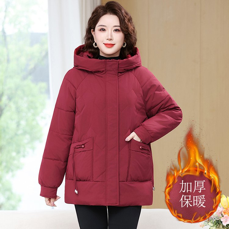 110-240斤特大码加肥加大中老年女装棉服加肥妈妈插肩袖连帽棉衣