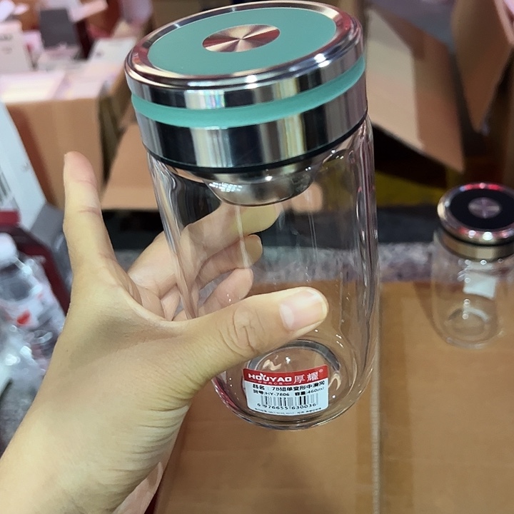 厚耀单层烫手玻璃杯460绿色玻璃呗460