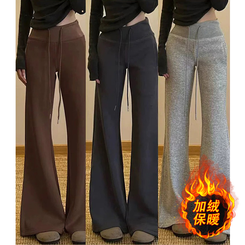 孕妇裤美式微喇运动裤秋冬2025新款修身显瘦垂感加绒保暖喇叭卫裤