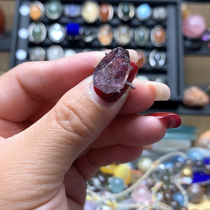 水晶水晶戒指银S925镶嵌