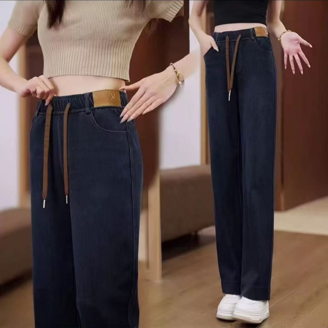 【运费补贴】新款秋冬加绒加厚外穿弹力休闲大码中老年妈妈牛仔裤