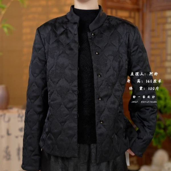 静一 桑蚕丝夹袄 28279新中式复古重磅桑蚕丝棉服 立领