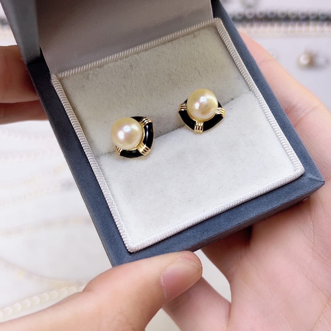 海水珍珠耳饰银S925镶嵌