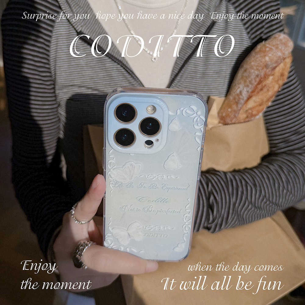 coditto蓝色蝴蝶双层适用苹果17 16 15promax手机壳少女心ins新款