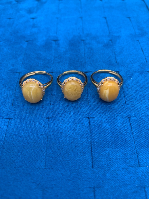 925银镀金镶嵌蛋面戒指 多样性发其一