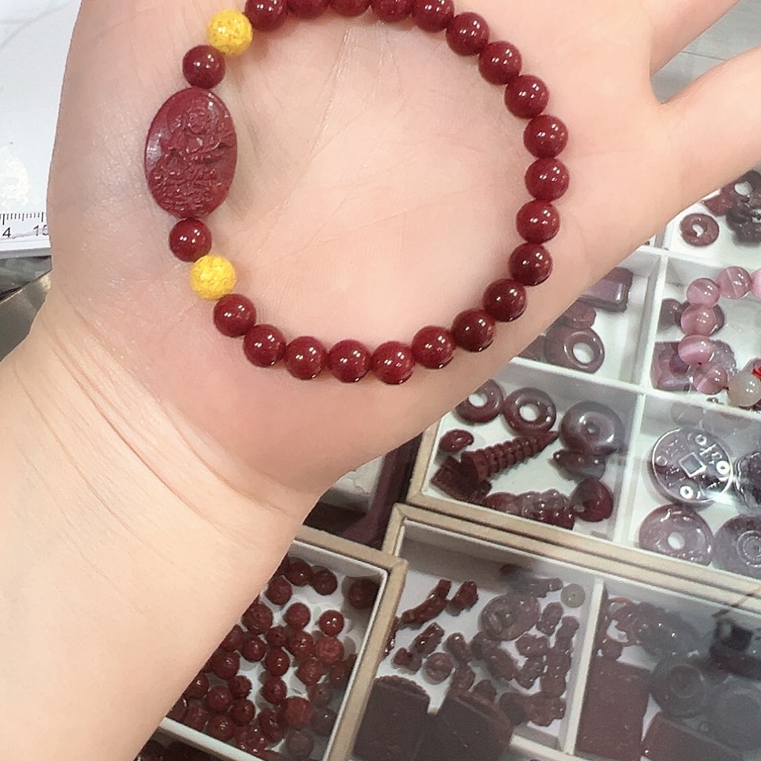 天然辰砂生肖守护神 普贤菩萨➕6毫米珠子