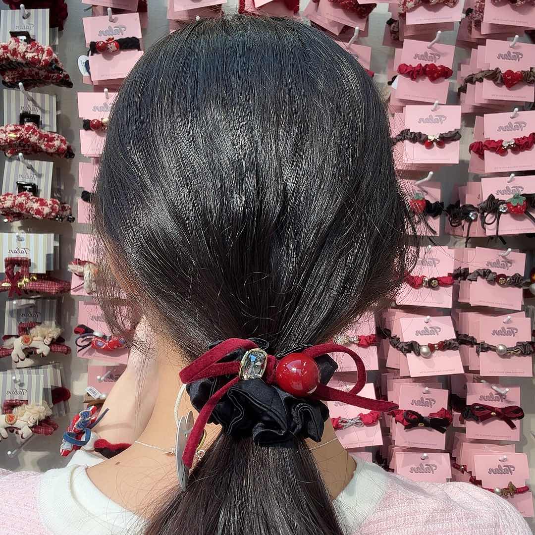 布艺铁合金发饰红色豆4