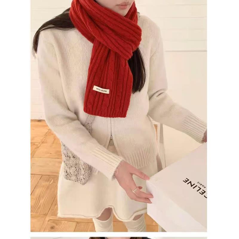 【胜华严选】2025新款麻花针织短款围巾女秋冬韩版加厚保暖百搭