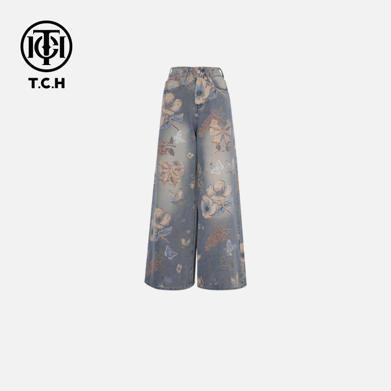 TCH烫钻工艺新时尚淑女百搭潮流牛仔裤女T75B20E5051轻奢tch