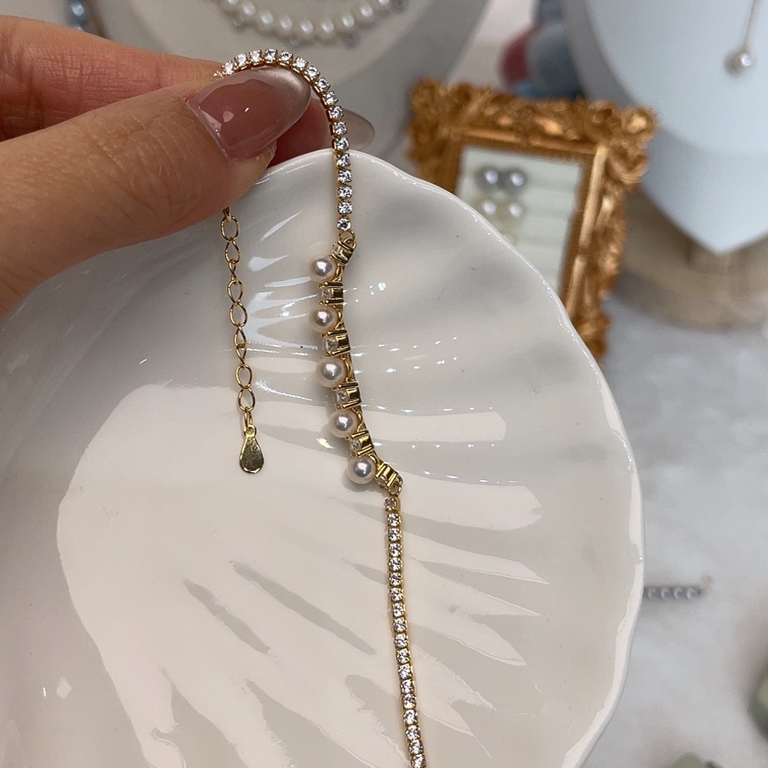 手绳银S925镶嵌海水珍珠