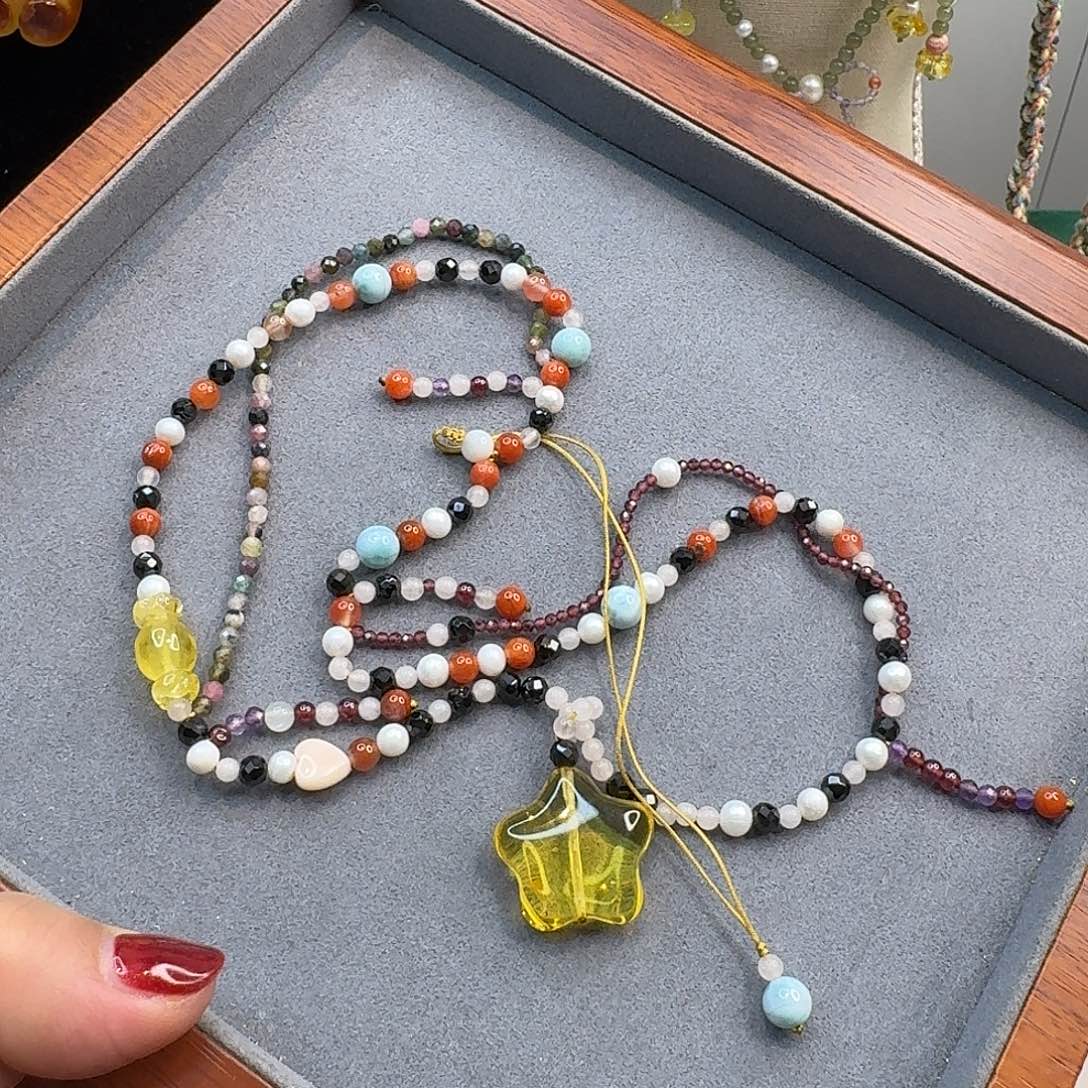 琥珀颈饰未镶嵌琥珀手串