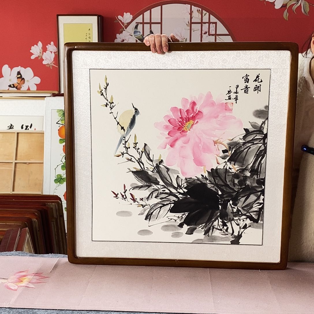 国画手写手绘带框