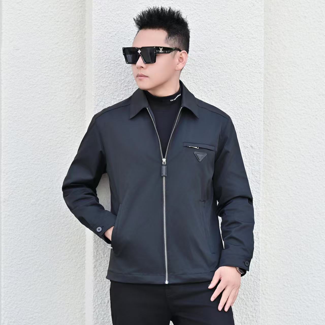 2025新款高端男士潮流百搭个性胸标翻领休闲夹克外套RH21525