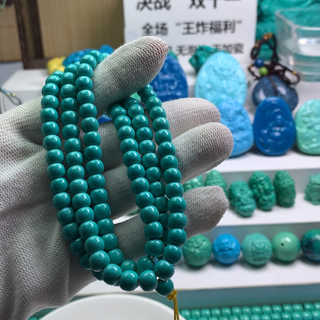 湖北发货批发精挑绿色矿原创手串108雕刻多样性发货 以介绍为准