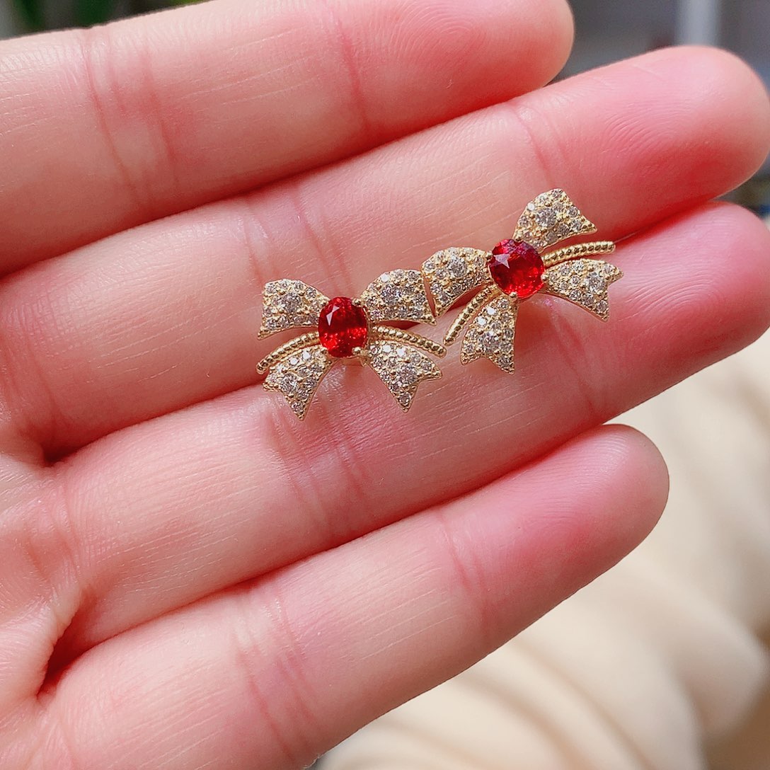 耳饰蓝宝石银S925镶嵌