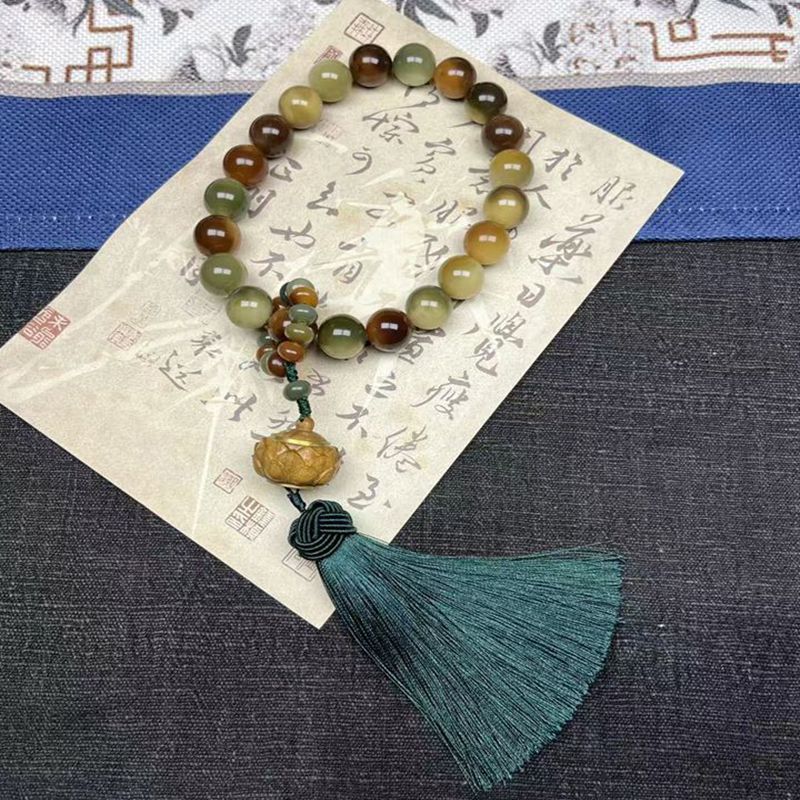 大果菩提老料大尺寸15mm手持念珠21颗原创香囊流苏款