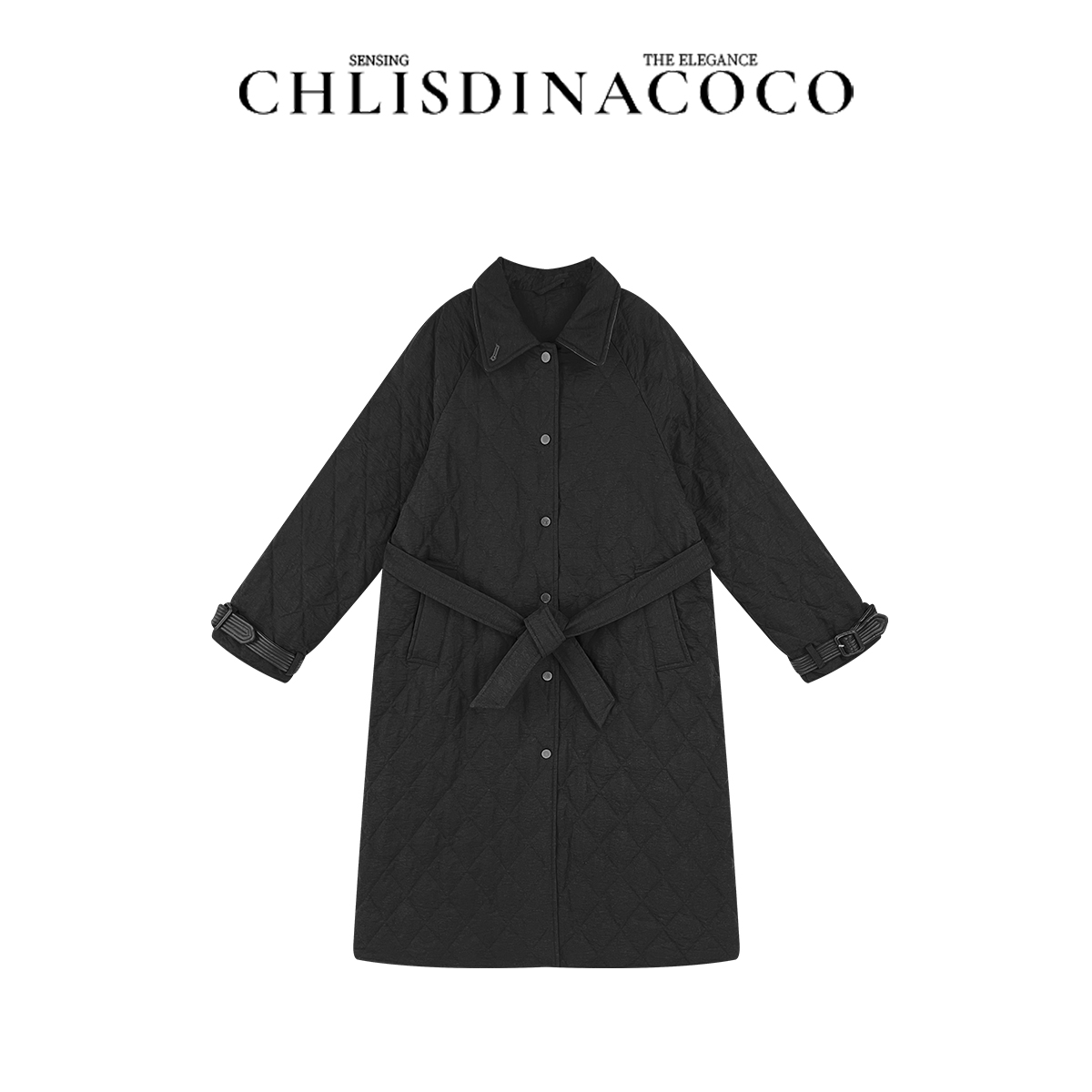 |迟到的coco|高定秋冬“亚麻”时尚百搭长袖菱格大衣L3WT08920