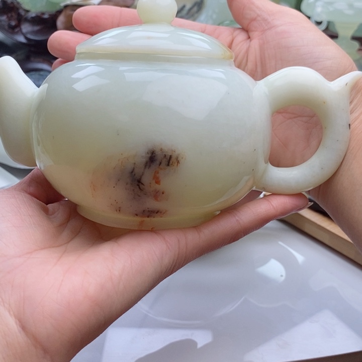 岫玉四大名玉手把壶未镶嵌蒙*马