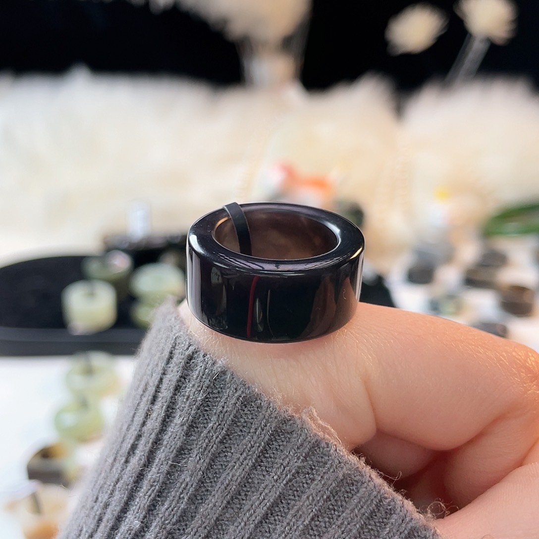 和田玉未镶嵌戒指k92帝王紫直切17.4mm