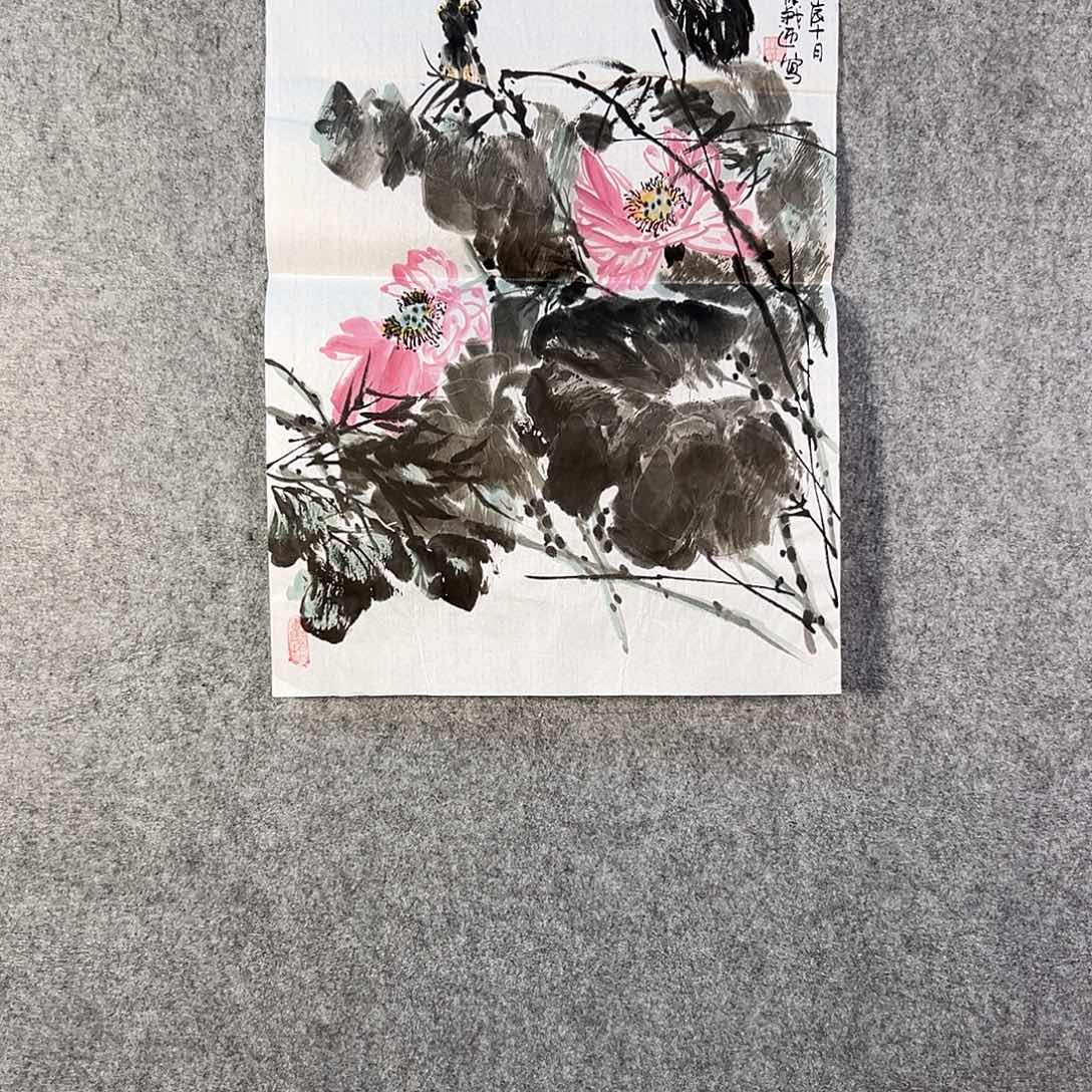 国画250 花鸟在树丛的顶端鸣叫叫声中