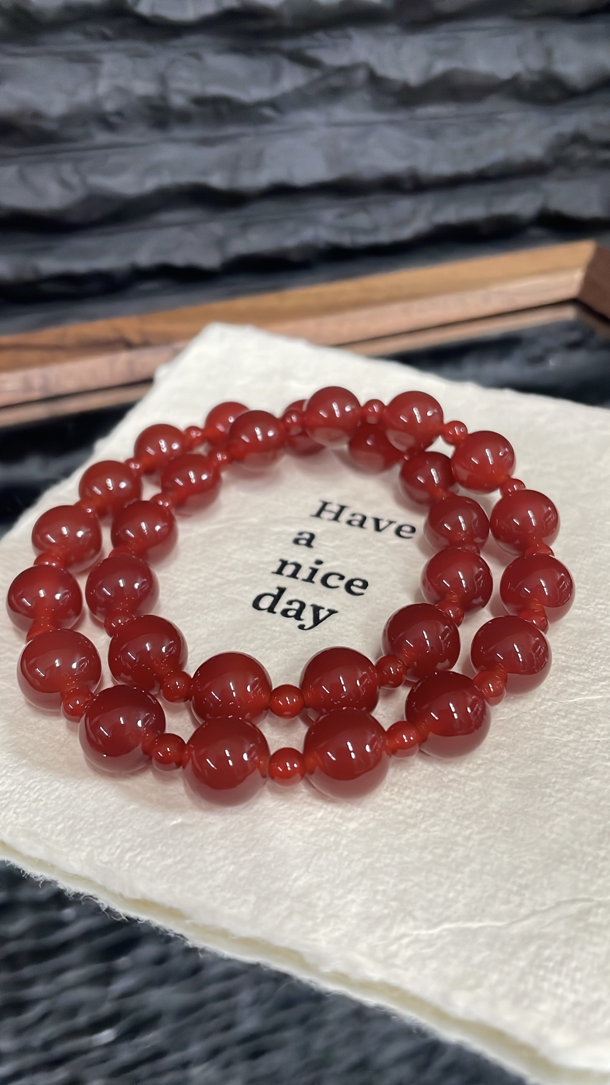 露丝同款双圈手串温柔小众设计女生百搭天然红玛瑙手饰
