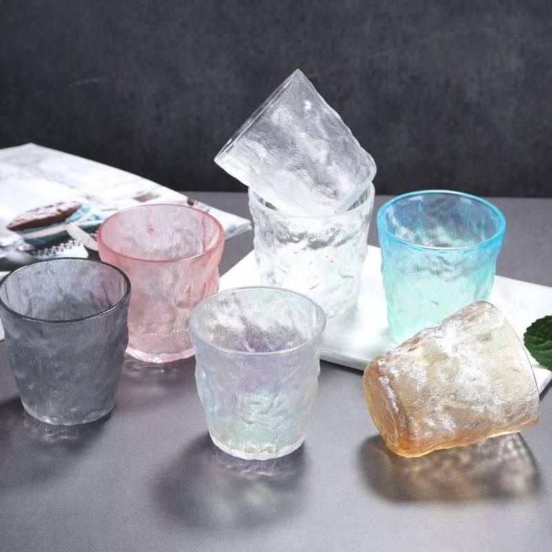 夏季网红冰川纹玻璃杯果汁饮料啤酒杯子ins风高颜值加厚六只装