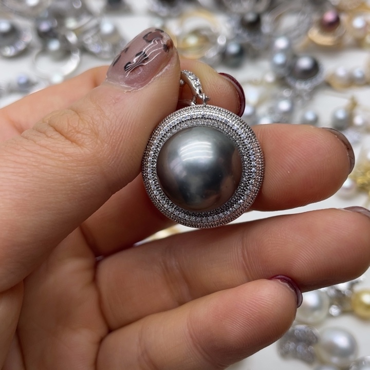 海水珍珠吊坠(不含链)银S925镶嵌