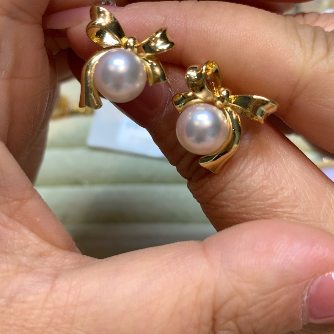 海水珍珠耳饰银S925镶嵌