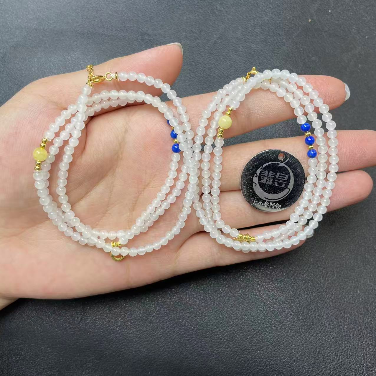 39722T08-3B3-528-和田玉珠链颈饰/约3+/约148颗/-多样性发其一